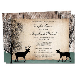 Rustic Woodsy Deer Couples Shower Invitations Kaart