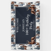 Rustic Woodsy Deer | Forest 100th Birthday Party Spandoek (Verticaal)