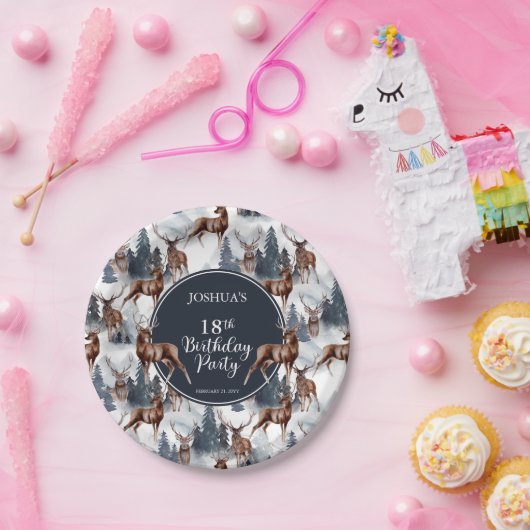 Rustic Woodsy Deer | Forest 18th Birthday Party Papieren Bordje (Feest)