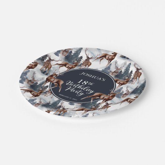 Rustic Woodsy Deer | Forest 18th Birthday Party Papieren Bordje (Gekanteld)