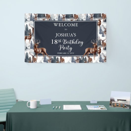 Rustic Woodsy Deer | Forest 18th Birthday Party Spandoek (Beurs)