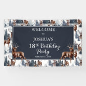 Rustic Woodsy Deer | Forest 18th Birthday Party Spandoek (Horizontaal)