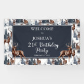 Rustic Woodsy Deer | Forest 21st Birthday Party Spandoek (Horizontaal)