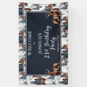 Rustic Woodsy Deer | Forest 21st Birthday Party Spandoek (Verticaal)