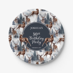 Rustic Woodsy Deer   Forest 30th Birthday Party Papieren Bordje