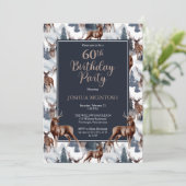 Rustic Woodsy Deer | Forest 60th Birthday Party Kaart (Staand voorkant)
