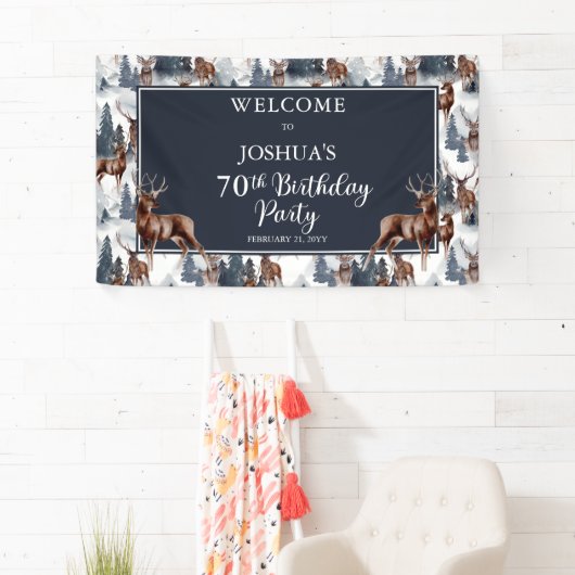 Rustic Woodsy Deer | Forest 70th Birthday Party Spandoek (Insitu)