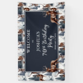 Rustic Woodsy Deer | Forest 70th Birthday Party Spandoek (Verticaal)