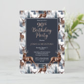 Rustic Woodsy Deer | Forest 90th Birthday Party Kaart (Staand voorkant)