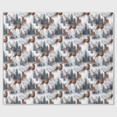 Rustic Woodsy Deer Forest Winter Kerstfeestdag Cadeaupapier (Vlak)