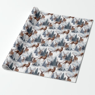 Rustic Woodsy Deer Forest Winter Kerstfeestdag Cadeaupapier