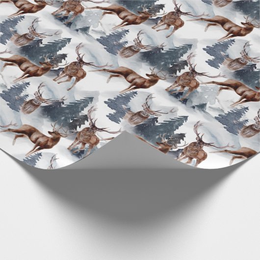 Rustic Woodsy Deer Forest Winter Kerstfeestdag Cadeaupapier (Hoek)