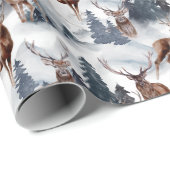 Rustic Woodsy Deer Forest Winter Kerstfeestdag Cadeaupapier (Rol Hoek)