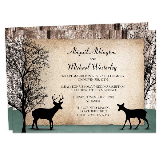 Rustic Woodsy Deer Reception slechts nodigt uit Kaart