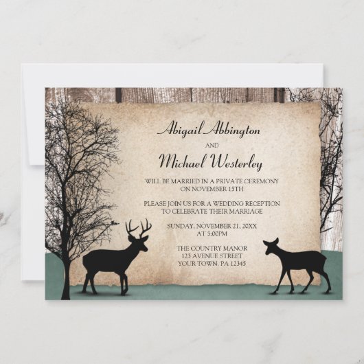 Rustic Woodsy Deer Reception slechts nodigt uit Kaart (Voorkant)