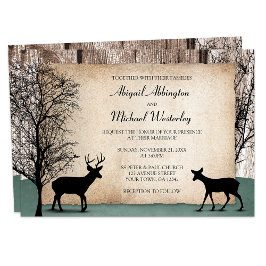 Rustic Woodsy Deer Wedding Invitations Kaart
