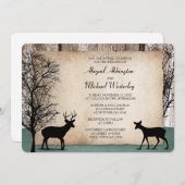 Rustic Woodsy Deer Wedding Invitations Kaart (Voorkant / Achterkant)