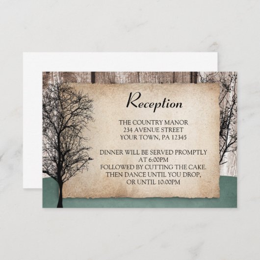 Rustic Woodsy Deer Wedding Reception Kaarten (Voorkant / Achterkant)