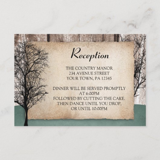 Rustic Woodsy Deer Wedding Reception Kaarten (Voorkant)
