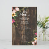 Rustic Woodsy Elegant Country Wood Dinner Menu (Staand voorkant)