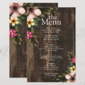Rustic Woodsy Elegant Country Wood Dinner Menu (Voorkant / Achterkant)