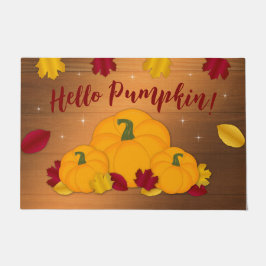 Rustic Woodsy Hallo Pumpkin Fall Leaves Deurmat