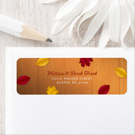 Rustic Woodsy Herfst Red & Gold Leaves Etiket