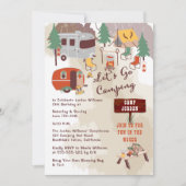 Rustic Woodsy Lets Go Camping 13th Birthday Party Kaart (Voorkant)