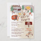 Rustic Woodsy Lets Go Camping 21st Birthday Party Kaart (Voorkant)