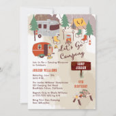 Rustic Woodsy Lets Go Camping Boy Birthday Party Kaart (Voorkant)