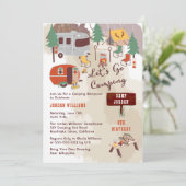 Rustic Woodsy Lets Go Camping Boy Birthday Party Kaart (Staand voorkant)