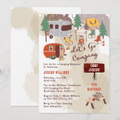 Rustic Woodsy Lets Go Camping Boy Birthday Party Kaart (Voorkant / Achterkant)