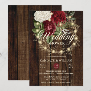 Rustic Woodsy Lichte Wreath Wedding Shower Kaart