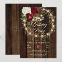 Rustic Woodsy Lighted Wreath 75th Birthday Party