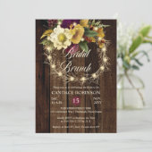 Rustic Woodsy Lighted Wreath Bridal Brunch Invitat Kaart (Staand voorkant)