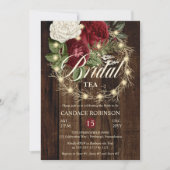 Rustic Woodsy Lighted Wreath Bridal Tea Invitation Kaart (Voorkant)