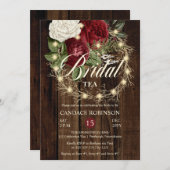 Rustic Woodsy Lighted Wreath Bridal Tea Invitation Kaart (Voorkant / Achterkant)