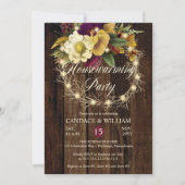 Rustic Woodsy Lighted Wreath Housewarming Party Kaart (Voorkant)