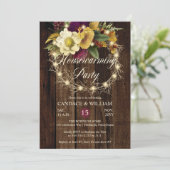 Rustic Woodsy Lighted Wreath Housewarming Party Kaart (Staand voorkant)