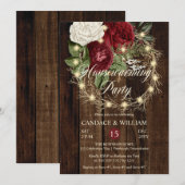 Rustic Woodsy Lighted Wreath Housewarming Party Kaart (Voorkant / Achterkant)