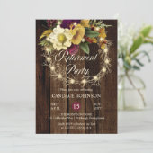 Rustic Woodsy Lighted Wreath Retirement Party Kaart (Staand voorkant)