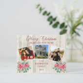 Rustic Woodsy Merry Kerstmis - New Home Photo Ann Feestdagenkaart (Staand voorkant)