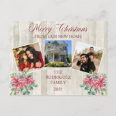 Rustic Woodsy Merry Kerstmis - New Home Photo Ann Feestdagenkaart (Voorkant)