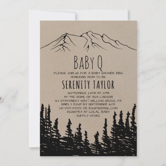 Rustic Woodsy Mountain Baby Q Kaart (Voorkant)