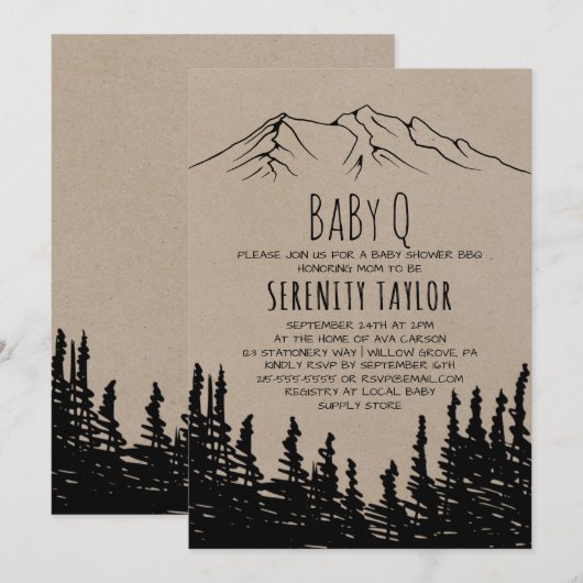 Rustic Woodsy Mountain Baby Q Kaart (Voorkant / Achterkant)
