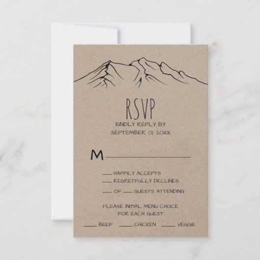 Rustic Woodsy Mountain Menu Keuze RSVP-kaart (Voorkant)