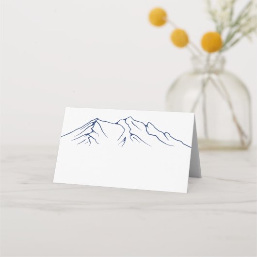 Rustic Woodsy Mountain | Navy Blue Wedding Plaatskaartje (Voorkant)
