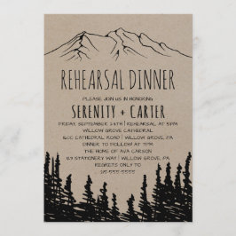 Rustic Woodsy Mountain Rehearsal Dinner Kaart