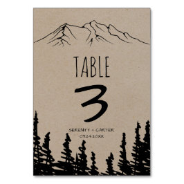 Rustic Woodsy Mountain Table Number Kaart