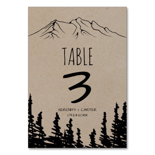 Rustic Woodsy Mountain Table Number Kaart (Achterkant)